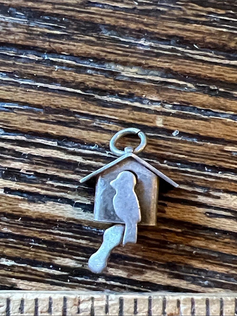 Vintage Sterling Silver Mechanical bird house charm Mexico